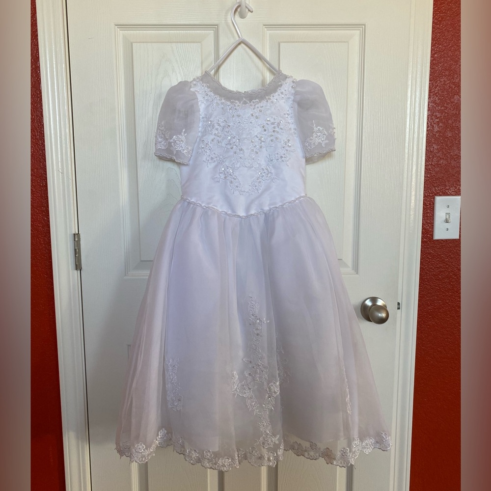 First communion white beaded dress